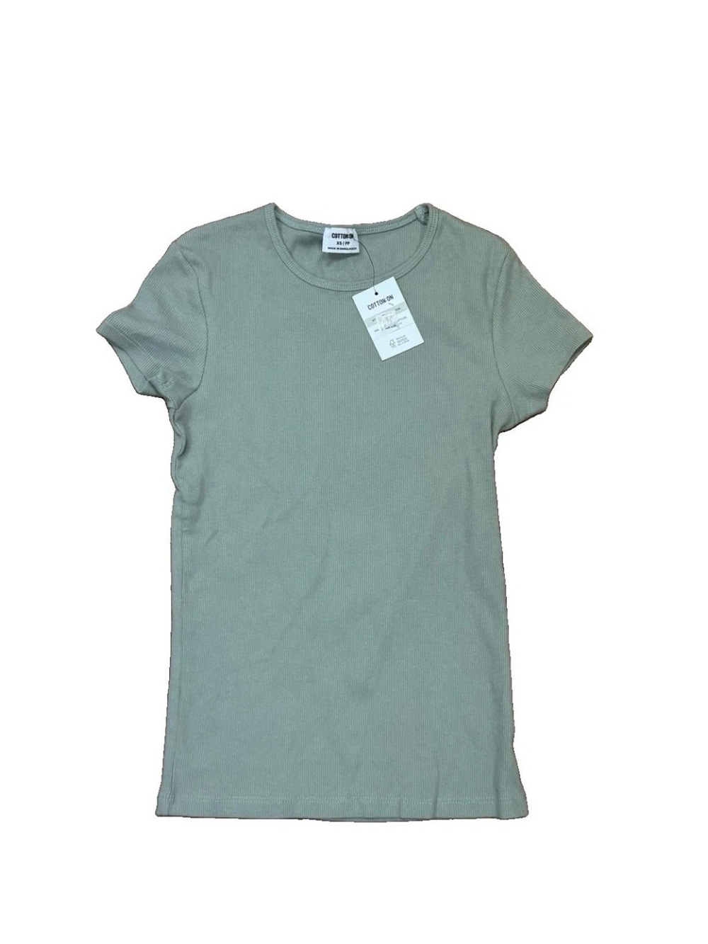 Cotton On Sage Green Ribbed Short Sleeve Tee